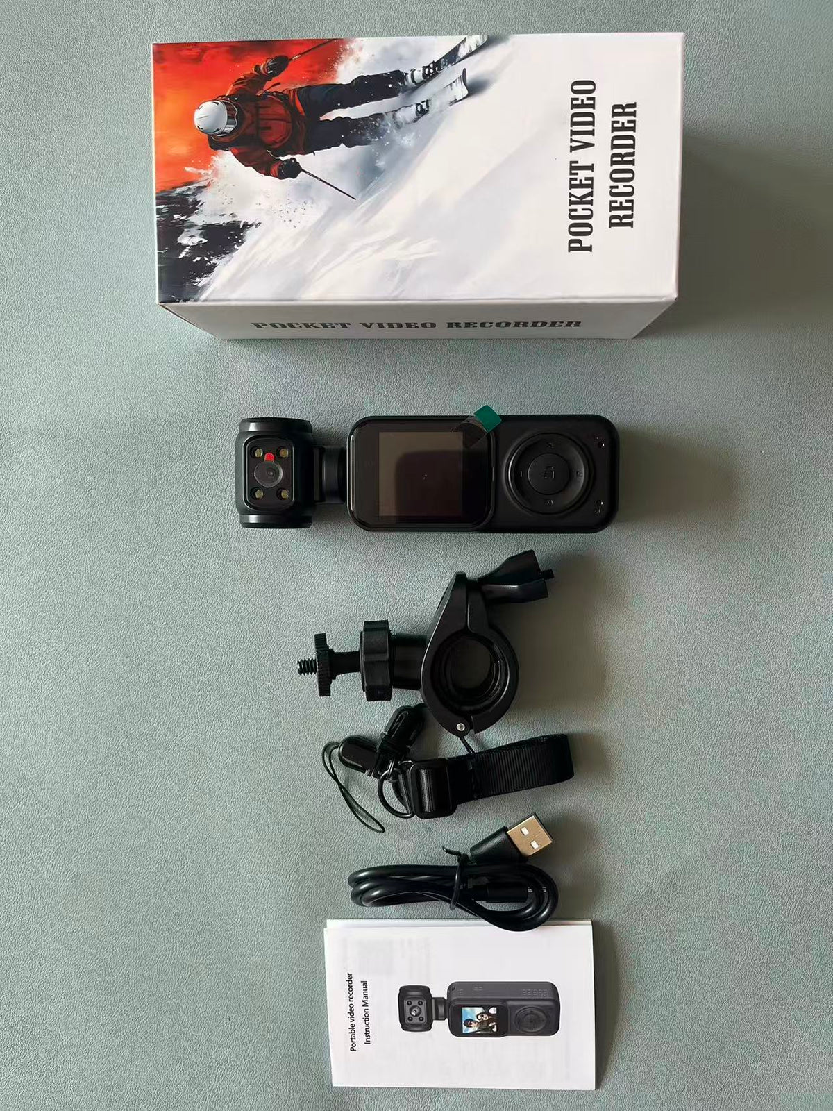 Cámara deportiva panorámica portátil DV para exteriores HD 4K con doble lente para grabar ciclismo.