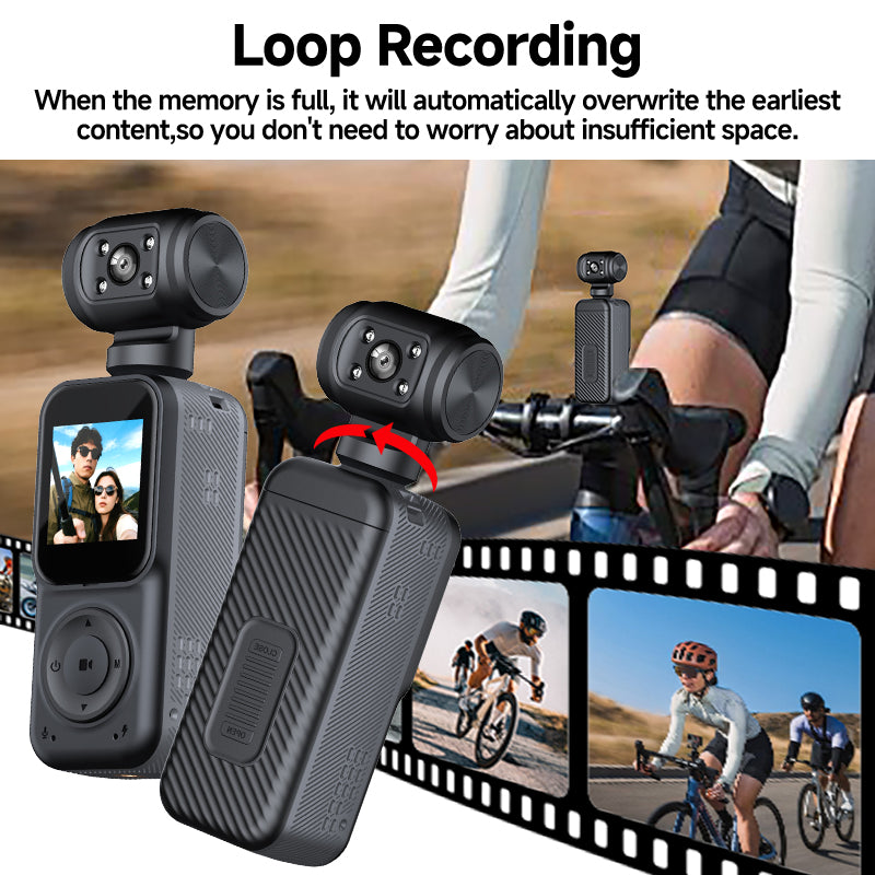 Cámara deportiva panorámica portátil DV para exteriores HD 4K con doble lente para grabar ciclismo.