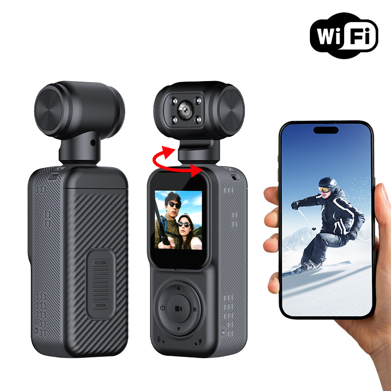 Cámara deportiva panorámica portátil DV para exteriores HD 4K con doble lente para grabar ciclismo.